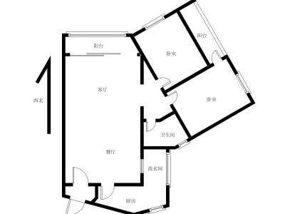 海湾花园小区2室2厅1卫户型图2