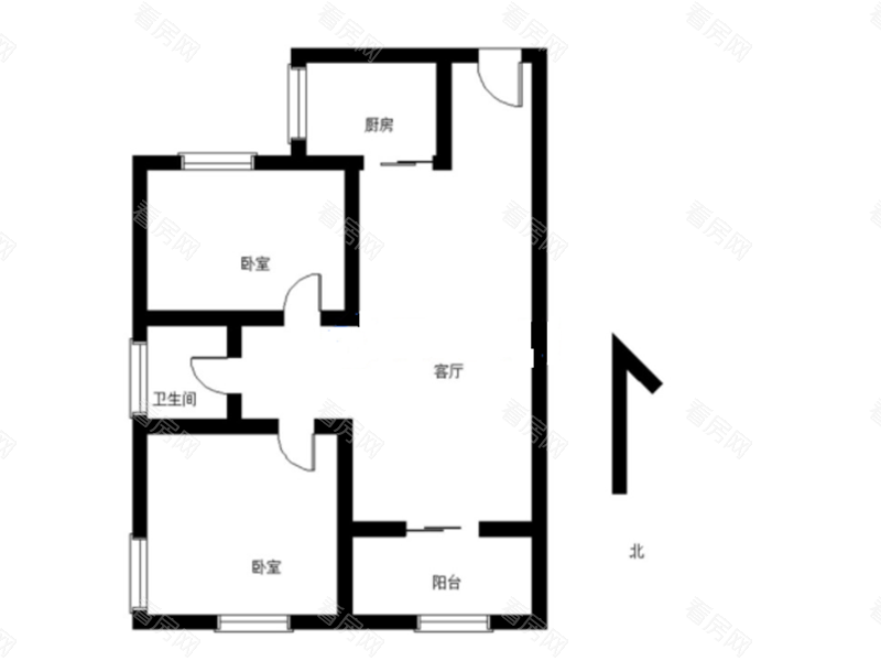 中央城一期(章贡区)小区2室1厅1卫户型图5
