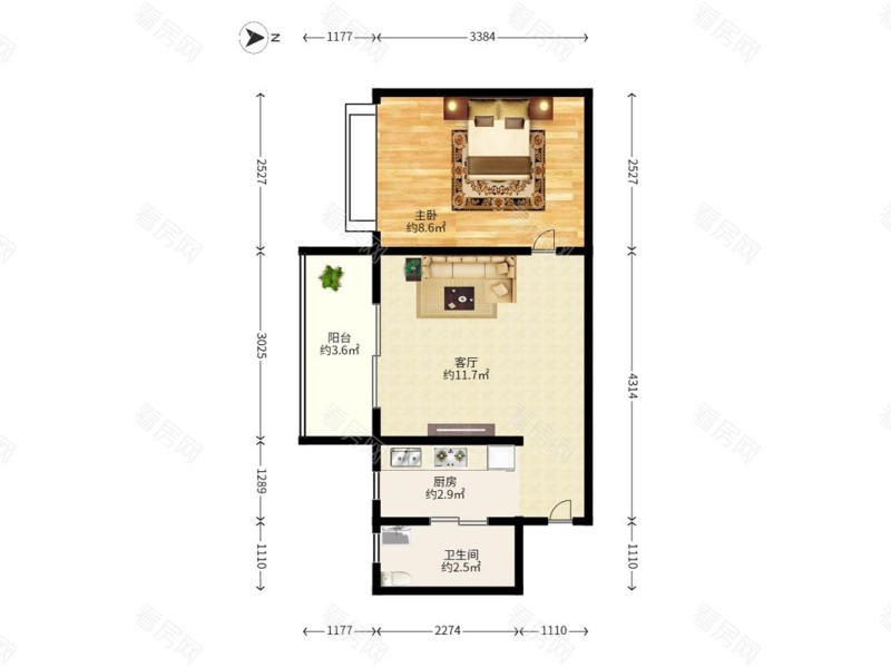 皇庭世纪小区1室1厅1卫户型图41