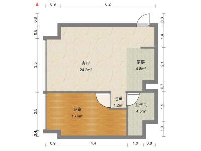 佳兆业前海广场二期小区1室1厅1卫户型图2