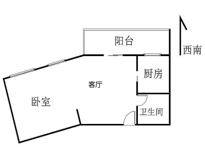 红树西岸小区1室1厅1卫户型图1