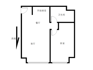 佳兆业前海广场二期1室2厅1卫户型图5