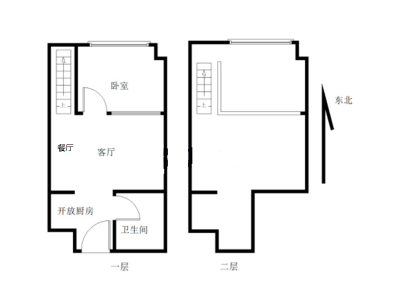 世纪嘉园小区1室2厅1卫户型图1